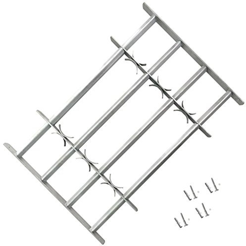Tidyard Barandilla Ajustable para Ventana,Ventana Rejilla,Reja de Seguridad para Ventana,Decoración para Hogar,con 4 Travesaños Sólidos,Acero Galvanizado 500-650mm