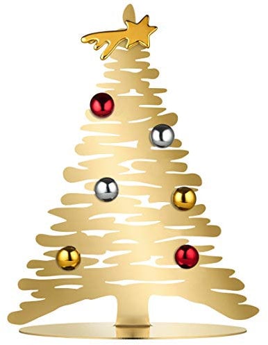 Alessi Bark for Christmas Decorazione Natalizia, Acciaio Aisi 430, Dorato con Magneti in Porcellana, Oro, 6.5 x 32 x 26.5