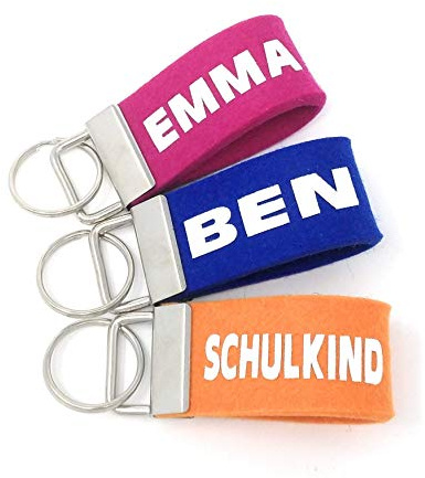 Schlüsselanhänger Schulkind auf Wunsch mit Namen personalisiertes Geschenk zur Einschulung Schulanfang Kinder