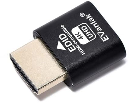 EVanlak HDMI Dummy Plug Headless Ghost Display Emulator Premium Aluminum PC(Fit Headless-3840x2160@60H New 3RD)-1Pack