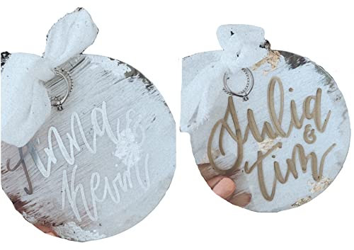 Handbemaltes, Handbeschriebenes Ringkissen aus Acryl mit Seidenband, Ringbox, Ringplatte, Hochzeit, Trauung Geschenk