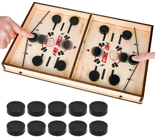 Colmanda Hockey Brettspiel, Tisch Hockey Spielzeug, Fast Sling Puck Spiel, 2 in1 Interaktion Tischhockey Katapult, Portable Schachbrett Partyspiele, Tisch-Desktop-Spiel