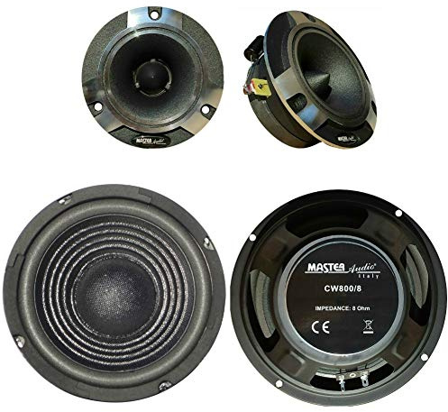 Kit casa MASTER AUDIO con 2 woofer CW800/8 da 20,00 cm 8 ohm 150 watt rms 300 watt max + 2 tweeter BST11/8 da 9,80 cm 8 ohm 175 watt rms 350 watt max, kit a coppia