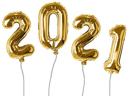 Trendario Silvester Deko 2021 Girlande - Happy New Year Deko 2021 XXL 86cm Luftballon Girlande für Silvester Party Deko Wohnung (Gold)