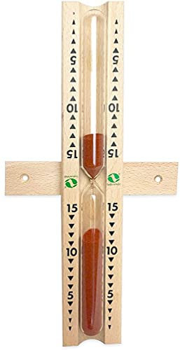 SudoreWell® Reloj de arena para sauna (15 minutos, madera de pino con arena roja)
