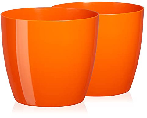 Tymar Blumentopf, 2er-Pack, Runde Form, Übertopf (Orange, ø 28 cm)