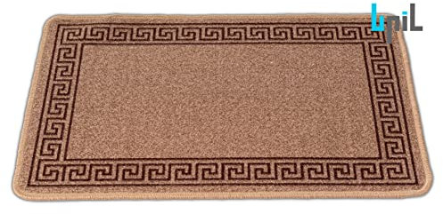BPIL Non Slip Indoor Door Mats Small Large Door Mat Washable Rugs Kitchen Floor Mat (CREAM_BLACK, 80X300)
