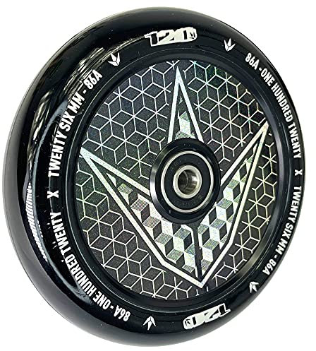 Blunt Hollow Core Stunt-Scooter Wheel Park Trick Tret Roller Ersatz Rad Rolle + Fantic26 Sticker (Geo Logo Hologramm/Schwarz, 120mm)