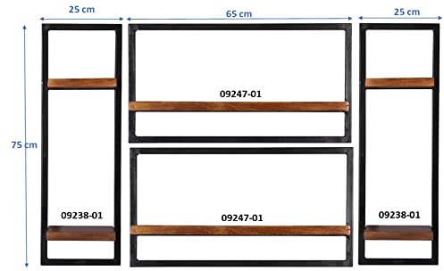 LaNatura Panama Wandregal 4-teilig Mangoholz Natur Massivholz