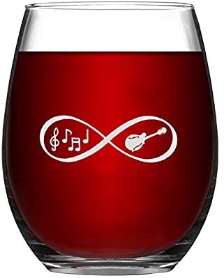 Mandolin Bluegrass Music Notes Infinity Funny Stemless Wine Glass Laser Engraved Whiskey Glass Shot Glass Unique Idea for Him, Her, Mom, Wife, Boss, Sister, BFF, Birthday Gifts ,15 oz