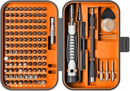 RARTOP Upgraded Precision Screwdriver Set, 130 in 1 with 120 bits Repair Tool Kit, Magnetic Screwdriver Set with Mini Built-in Box for Electronics iPhone Jewelers Game Console Passion Orange