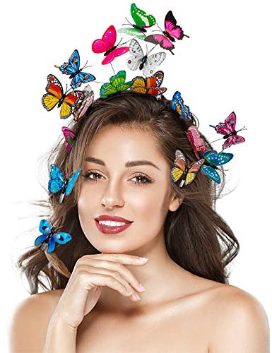 HIFOT Haarreif Schmetterling Damen Kinder, 8 Stücke Zufällige Haarklammer Schmetterling, Fascinator Haarschmuck Mädchen Damen Haarstyling ZubehöR für Haarreif Fee Hochzeit Braut Cosplay