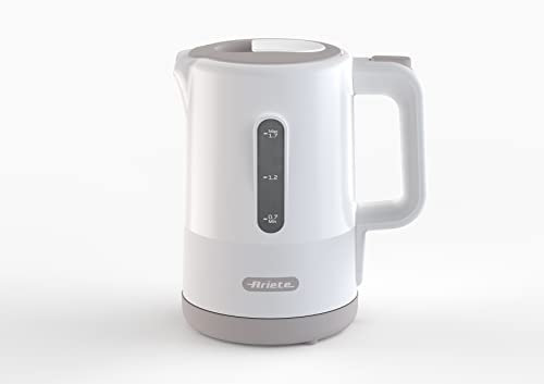 Ariete Bouilloire Breakfast 2845, Bouilloire Électrique avec Niveau d'Eau Visible, Base Sans Fil 360°, Arrêt Automatique, Couvercle de Sécurité, Capacité 1.7 L, 2200W, Blanc