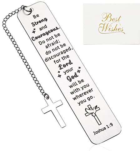 Inspirierendes christliches Lesezeichen, Metall Buch Lesezeichen mit Kette für Mädchen Frauen motivierendes Metall Lesezeichen mit Kreuz für Buchliebhaber Lehrer Geburtstag Weihnachtsgeschenke