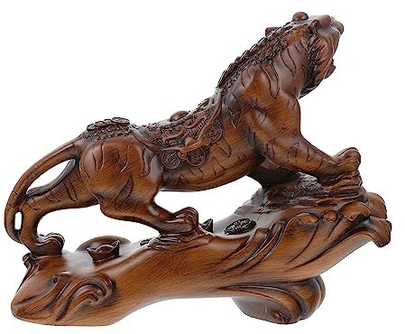 Cabilock 2022 Nachahmung Ebenholz Tiger Große Gartenfigur Figurendekoration Tierstatue Neujahr Simuliertes Ornament Katze Tier Dekoration Figur Statue Büro Statuette Hölzern
