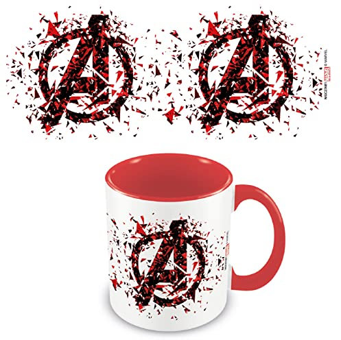 Pyramid International Marvel Avengers Mug in Presentation Gift Box (Shattered Logo Design) 11oz Ceramic Mug - Official Merchandise, Red