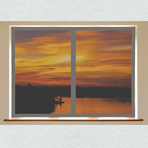 Kit Zanzariera Per Finestra Grande 110 x 105 cm Resistente Alle Intemperie Rete Nessuna Perforazione Magnetica Tenda Anti Zanzare Zanzariera Porta Finestra, Grigio