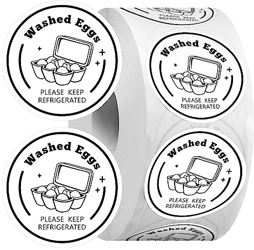 Fuutreo 1000 Stück Farm Frische Eier Gewaschene Eier Karton-Etiketten 3,8 cm runde Eieraufkleber Eierkarton-Aufkleber Selbstklebende Eier Aufkleber Eierkarton-Etikettierung für Huhn Wachteln Entenei