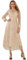 Jamron Donna Elegante Scollo a V Paillettes Nappe Vestito in Tulle Abito Lungo da Sera Beige SN0703118 S