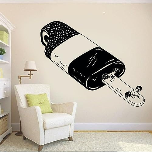 WEIMEIJIE Calcomanía personalizada de helado de pared deporte monopatín puertas y ventanas nevera vinilo pegatina niños dormitorio cocina decoración casera 57x69 cm