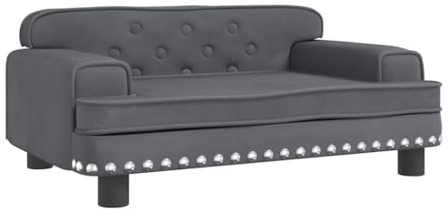 vidaXL Hundebett, Hundekissen mit weicher Polsterung, Hundesofa Hundecouch für kleine Hunde Haustiere, Haustierbett Katzenbett, Dunkelgrau Samt