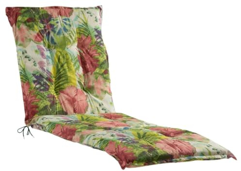 Liegenauflage - 60 x 190 cm - Mehrfarbig - Baumwolle - Polyester - mit Gurtband und Kordeln - Polsterauflage Gartenliegenauflage Sonnenliegenauflage