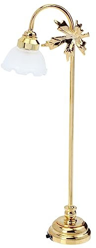 DIKACA Mini Floor Lamp Role Play Toy Dollhouse Lamp Kids Pretend Playset Mini Furniture Model Playhouse Furniture Dollhouse Furniture Desk Topper Plastic Child White Miniature Model Light