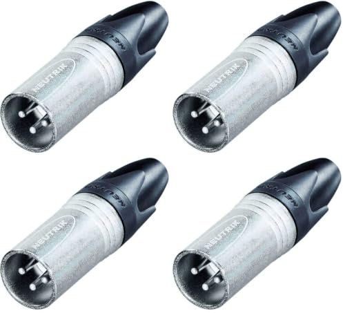 Neutrik - Paquete de 4 Cables XLR Macho a Hembra, 3 Pines, Compactos, Compatibles con Mixers de Audio, Interfaces Micrófonos y Cámaras con Entrada XLR