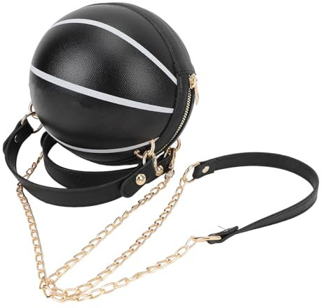 shenruifa Damen-Basketballtasche, Basketball-förmige Handtasche, Messenger-Schultertasche, One-Shoulder-Handtasche Schule, Einkaufen, Reisen (Schwarz)