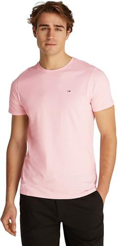 Tommy Jeans Herren T-Shirt Kurzarm Jersey Tee Slim Fit, Rosa (Precious Pink), S