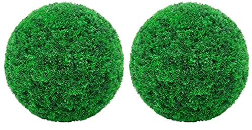 CIADAZ Künstliche Buchsbaumkugeln 2 Stk Buchsbaumkugel Künstlich, Kunstpflanze, Buchsbaum Schablone Kugel, Künstliche Pflanzen, 35 cm