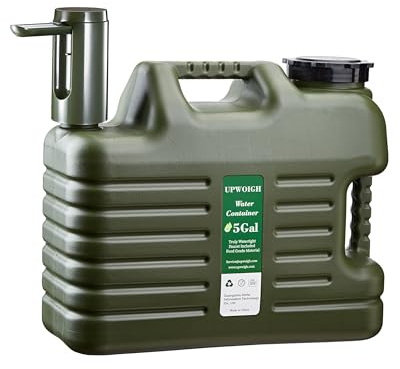 Portable 5 Gallon Water Jug with Automatic Touch Control Pump,Truly No Leakage Water Container with Spigot,Type-C Rechargeable Military Green Water Pump Gear for Outdoors Camping Hiking