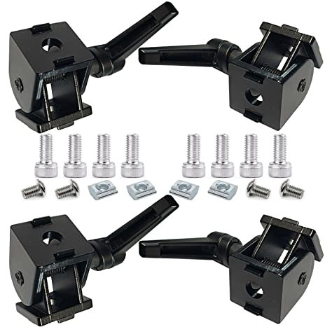 (4er Set) EinstellbarGelenkverbinder ,180 ° Drehbereich,mit Klemmhebel Drehgelenk,Winkelverbinder2020 Serie Aluminium-Extrusionsprofil-Zubehör,mit Befestigungsschrauben und Muttern(schwarz)