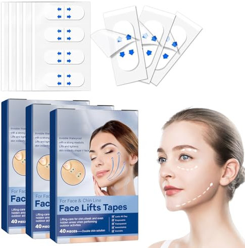 Face Tape 120 Stück Face Lifting Tape Facelifting Tape Facelift Band Face Tape Lifting Gesicht Geeignet für Unsichtbare v Förmige Gesichts und Halsstraffung
