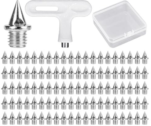 100 Piezas de Clavos de Acero con 1 removedor de Clavos y 1 Caja de Almacenamiento, Clavos de Zapatos para Correr, Clavos de Pista y Campo, Clavos de Repuesto para Zapatos de Correr