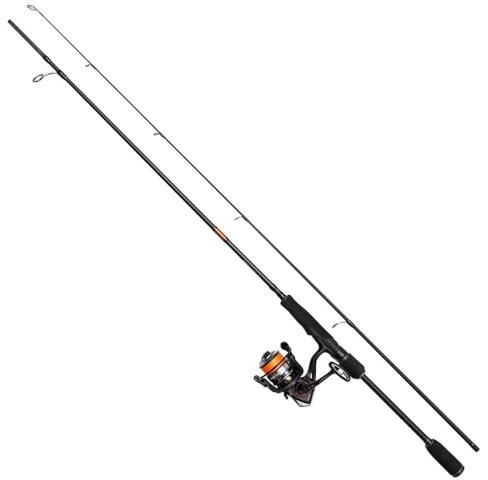 DAM Fire Wave XP Spinning Combo, Süßwasserangler Angelrute Rolle Hecht Barsch Zander mehr, Starkes Leichtgewicht Vielseitig, Schwarz, 2.13m schnelle Rute, 2500er Rolle