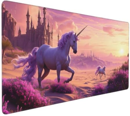 Gaming Tapis de Souris Animal, Grand Tapis de Souris XXL 700x300x3mm, Licorne Tapis Souris pour Clavier et Bureau, avec Bords Surpiqués et Antidérapant Tapis Bureau, Gaming Accessoire, Cadeau G4-328