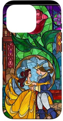 Disney Die Schöne und das Biest Belle und Prinz Buntglas Hülle für iPhone 16 Pro