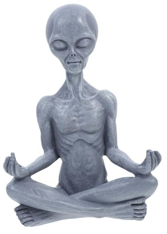 PAMINGONO Alien Harz Dekoration Gartenstatuen Graues Harz Alien Figur Harz Desktop Alien Statue