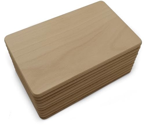 HolzFee Frühstücksbrettchen Holz groß Set 10 Stück Vesperbrettchen Küchenbrettchen Vollholz Buche (22 x 14 x 1 cm)