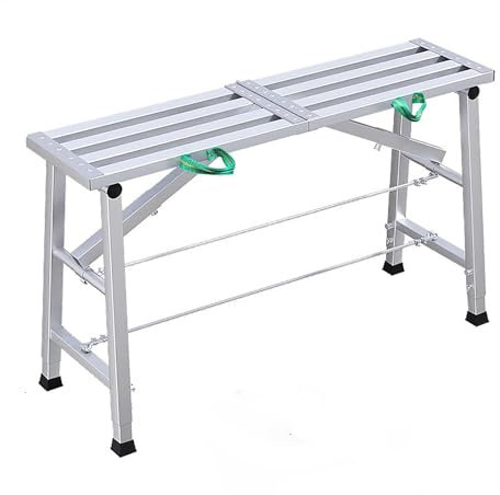 Generisch Tragbare Gerüstplattform, Arbeitsplanke aus verzinktem Stahl, verstellbare Arbeitsplattform for Waschen von Fahrzeugen, Reinigen von Fenstern, Heimwerken(150cm/59.06in)