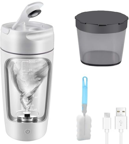 GOMETY Mixeur à Protéines Électrique: 24 pièces sans BPA, Rechargeable par USB, Mixeur Automatique à Protéines, pour Utilisation Nomade (Blanc)