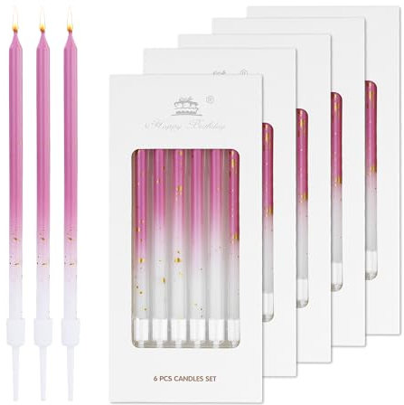 Lot de 30 bougies d'anniversaire colorées pour gâteau, or rose, décorations de gâteau, bougies longues et fines, pour filles, femmes, anniversaire, mariage