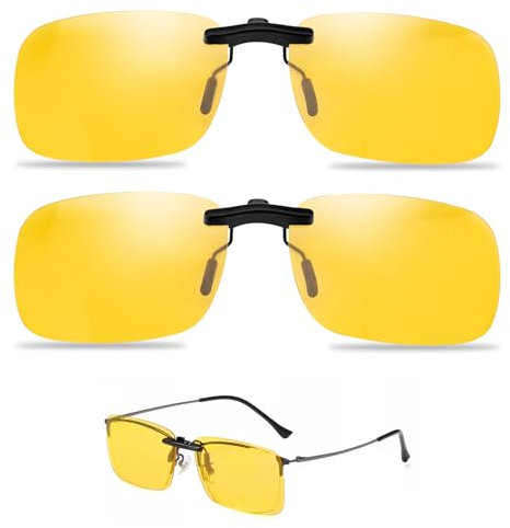 Anti Glare Night Driving Glasses Anti Headlight Glare Clip on Sunglasses for Men Women Polarised Universal HD Night Vision Glasses Running Outdoor UV Protected Reducing Glare from Headlamps Snow Sun