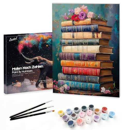 Bougimal Peinture par Numéro Adulte Paysages avec Pinceaux et Acryliques Bricolage Peintures Kits, pour la Décoration Intérieure maison, Livres 2, 28x35cm(Avec Cadre)