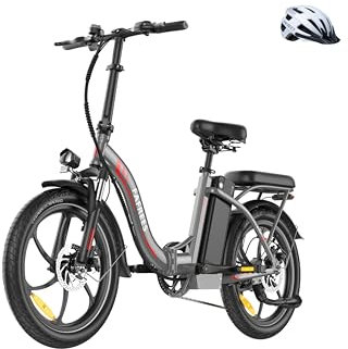 Fafrees F20+ 20 Zoll Faltrad E-Bike Fatbike (2025) - 36V 20AH Akku, 250W Motor, 140kg Traglast, 25km/h, E-MTB 20° - Unisex Elektrofahrrad für Damen & Herren (weißer Helm, grau)