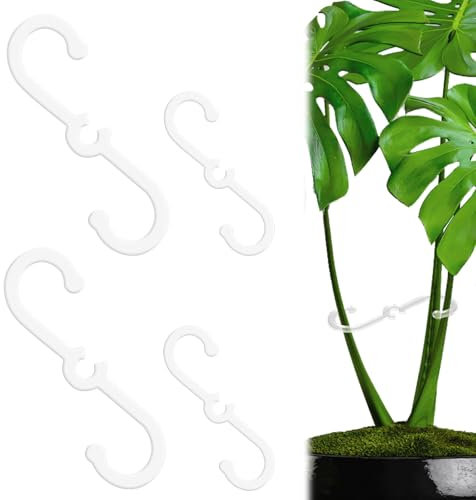 BOXOB 4pcs Plant Stem Support, 2 Sizes Plant Stem Holder Hook Monstera Stabilizer for Indoor Outdoor Climbing Houseplant Growth Accessories (Clear)