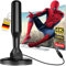 Antenna TV Interna 2025 Antenna TV Interna Amplificata Potente, Terrestre con 450 km di Ricezione con Base Magnetica, Amplificatore di Segnale Support 4K HD/1080P per HDTV