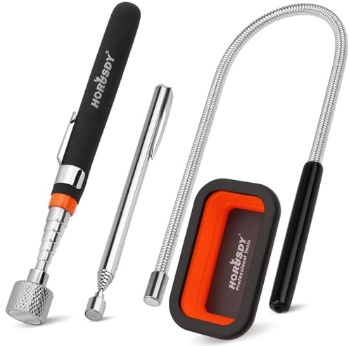HORUSDY 4 - PIECE Magnetic Pickup Tools Kit | Extendable Telescoping Magnet Pick Up Tool Set 7-30.5” & 5-25” | Bend-It Flexible Magnetic Sweeper | Collapsible Parts Tray for Garage Workshop Yard