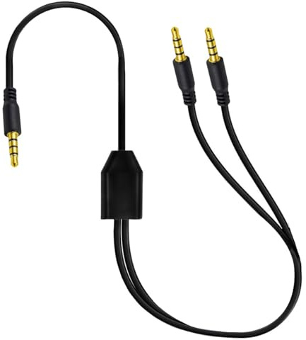 HUHANGGod 1 to 2 Ways 4Poles 3.5mm Headphone Splitter Cable, 1/8 TRRS 1 in 2 Out Male to 2 Male Stereo Audio Microphone Cord for Headphone,Speakers(1meter) (2x3.5mm)